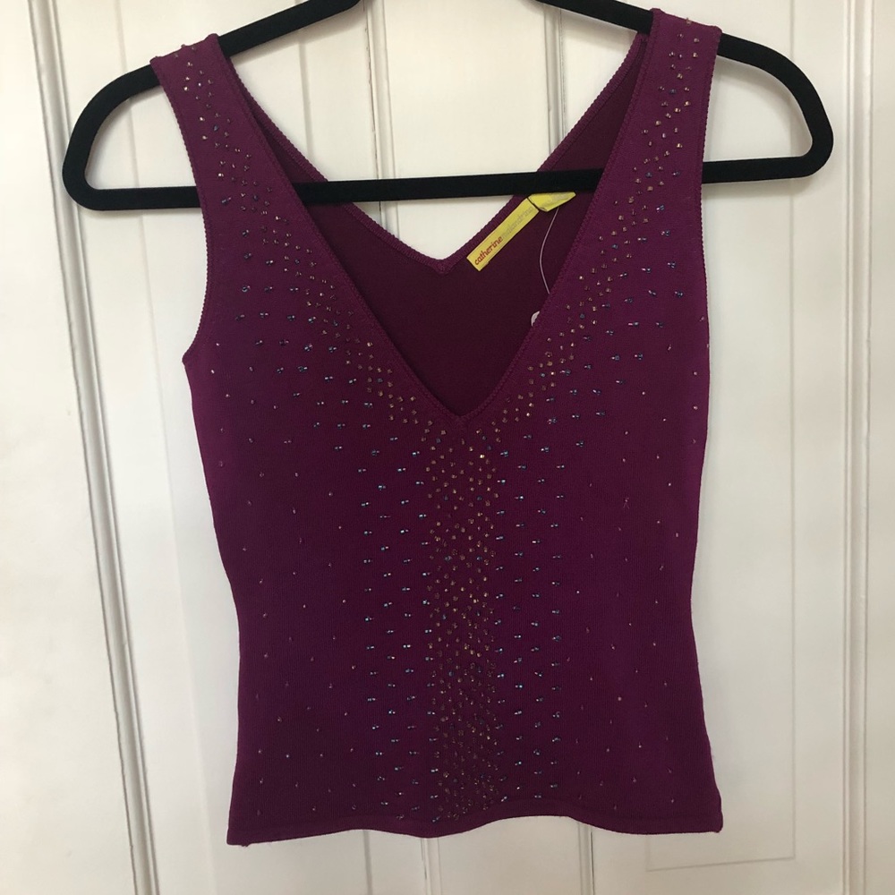 Catherine Milandrino Beaded Tank Top